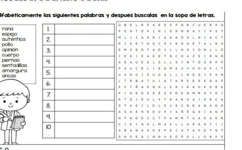 Ordena Alfabeticamente Las Siguientes Palabras Y Despues Buscalas En La