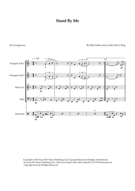 Stand By Me Arr Jps Arrangements Sheet Music Ben E King Brass