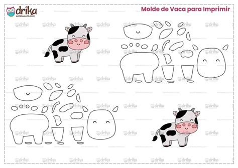 Molde De Vaca Cute Para Imprimir Grátis Em Tamanho Real