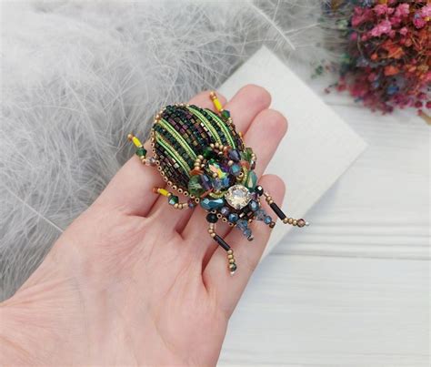 Embroidery Beaded Brooch Stag Beetle Brooch Pin Art Glass Brooch Insect