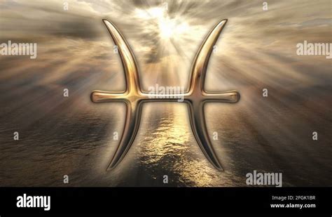 Animated Mystic Golden Zodiac Horoscope Pisces Symbol D Rendering K