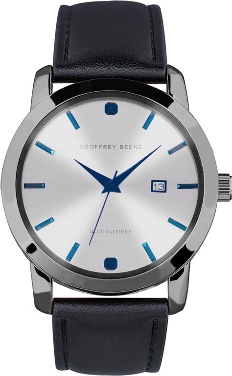 Geoffrey Beene Mens Watch Elegant Leather Strap Quartz Movement