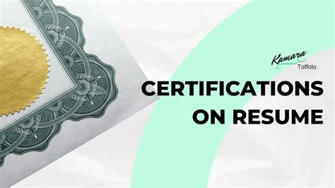 How To Easily List Certifications On Your Resume With Examples Youtube