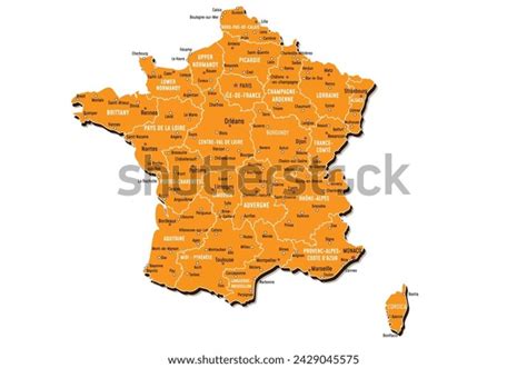 France Map Borders Regions Detailed Vector Stock Vector (Royalty Free ...