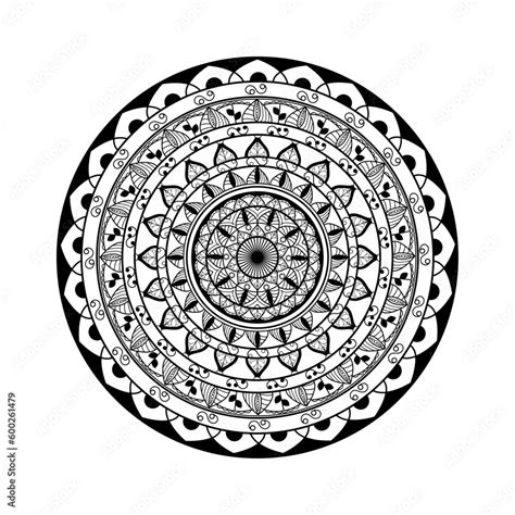 Vector Illustration Of A Decorative Monochrome Mandala Antistress