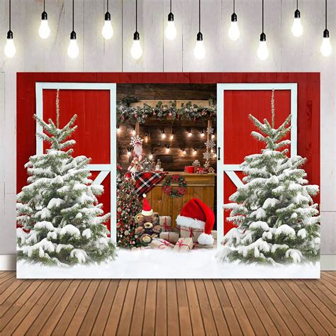 Christmas Warehouse Backdrop For Photography Winter Snow Pine Tree