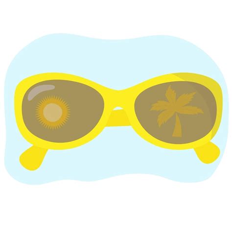 Lunettes De Soleil Jaune Vif Avec Reflet Dans Les Lentilles Du Soleil