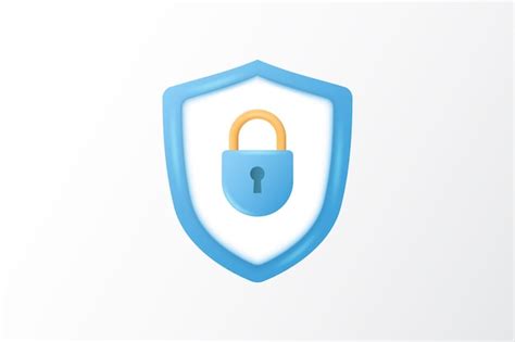 Premium Vector 3d Shield Icon With Padlock Icon Security Data Safety