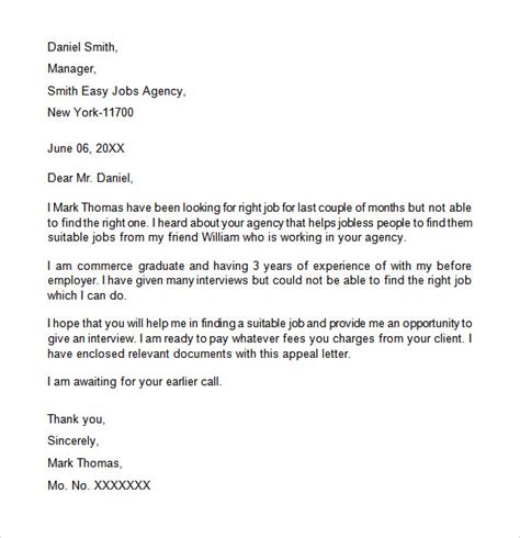 Unemployment Appeal Letter Template