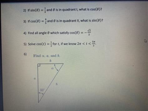 Solved If Sin E And Is In Quadrant I What Is Cos O Chegg