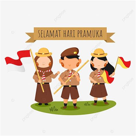 Scout Hari Pramuka Vector PNG Images Group Ilustration Selamat Hari