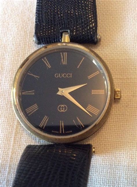 Mens Vintage Gucci Stack Watch 18k Gold Plated Swiss 2000m Enamel For Sale Online Ebay