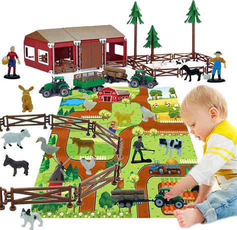 Ahır çiftlik oyuncak mini playset 119 parçalı plastik hayvan figürleri