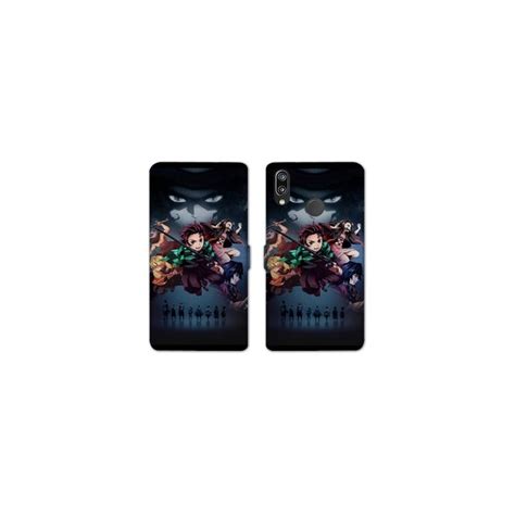 Housse Cuir Portefeuille Samsung Galaxy A E Manga Demon Slayer Noir