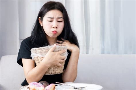 Unhappy Asian Woman Suffering From Toothache Sore Swollen And