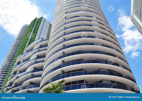 Ultra Modern Rental Apartment Towers In Downtown Miamiflorida Stock