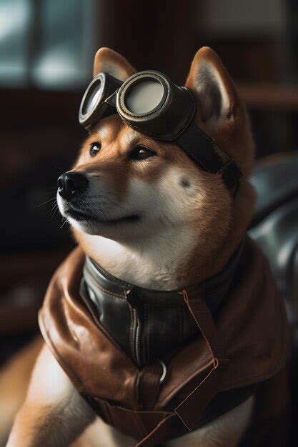 Premium Photo | Shiba inu dog wearing a leather jacket