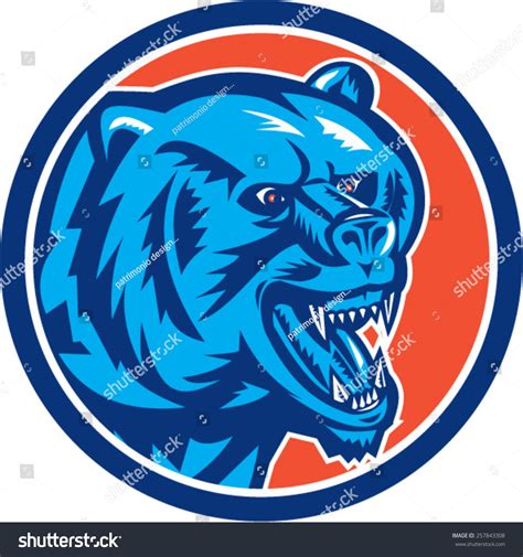 Illustration Grizzly Bear Head Angry Growling Stock Vector Royalty