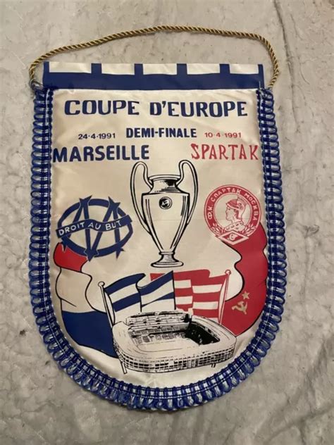 Ancien Fanion Foot Om Olympique De Marseille Coupe Deurope Eur