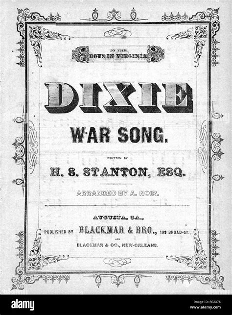 Civil War Sheet Music Nsheet Music Cover For Dixie War Song By Hs