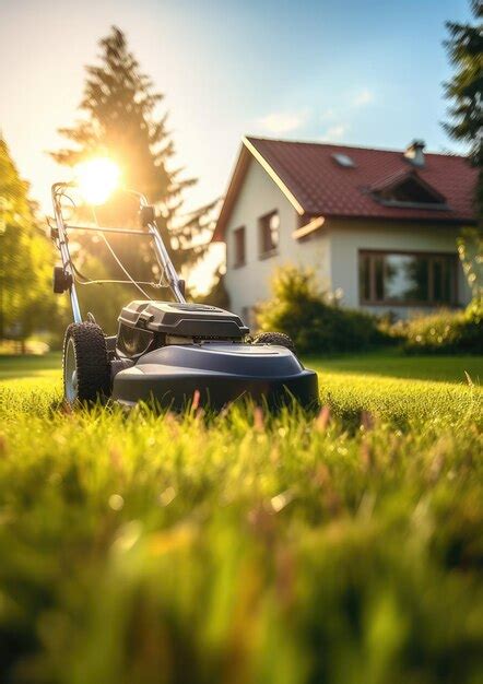 Premium Ai Image A Lawn Mower Is Being Used To Mow The Grass Generative Ai