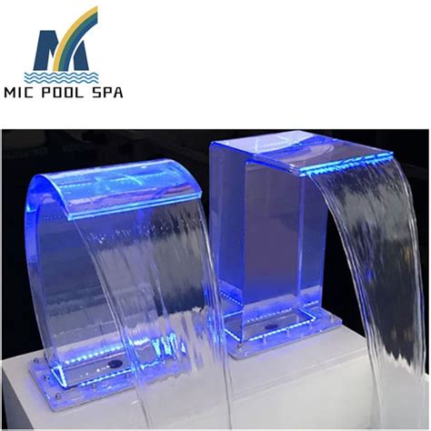 Acrylic Pool Waterfall Fountain Cadcade Spillway With Led Light