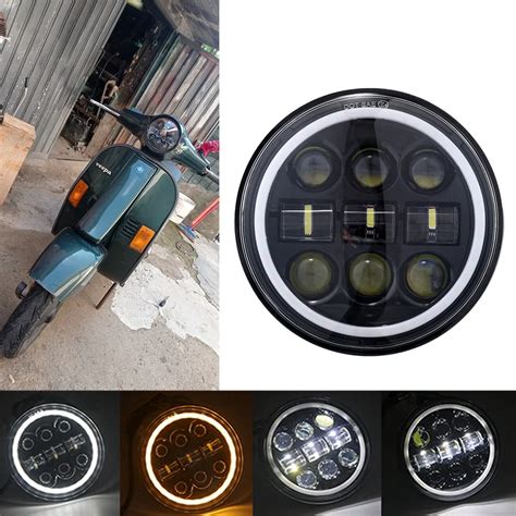 5 75 Inch Round LED Headlight With Halo Ring DRL Amber Turn Signal For