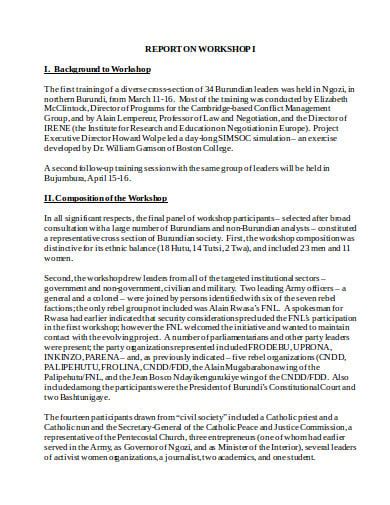 Free 5 Training Workshop Report Templates In PDF DOC