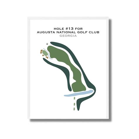 13th Hole at Augusta National, GA Golf Course Map, Golfer Gift for Him ...