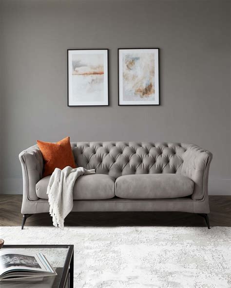 Glossy Grey Suede 3 Seater Sofa For Living Room – Indian Nest