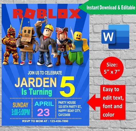 Editable Roblox Invitation Template