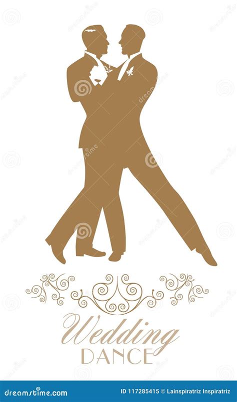 Elegant Groom And Groom Dancing The Wedding Dance Stock Illustration