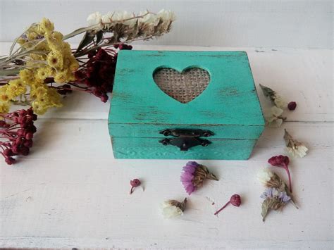 Blue Engagement Ring Box With Heart Proposal Ring Box Etsy