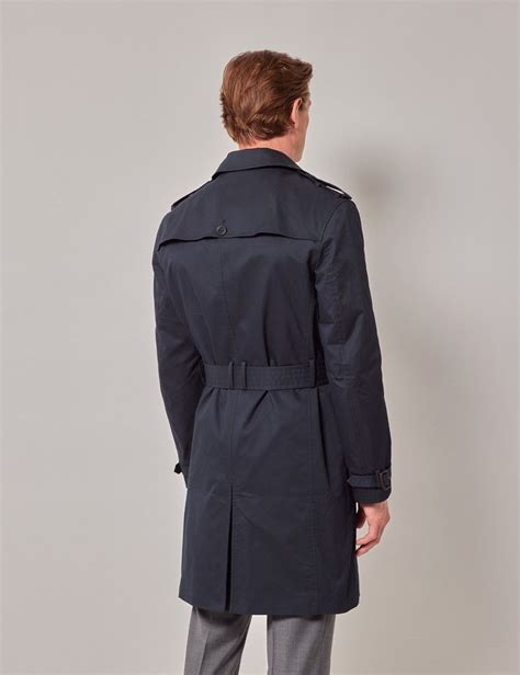 Mens Navy Trench Coat Hawes Curtis