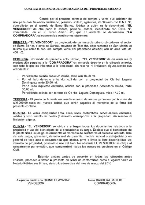 Doc Contrato Privado De Compraventa De Propiedad Urbano