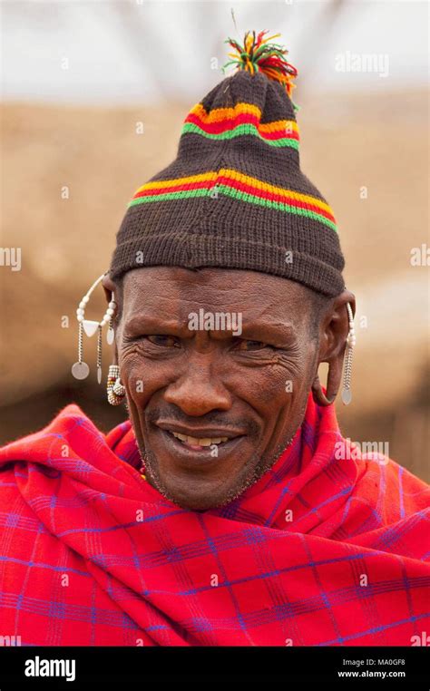 Portrait Of A Maasai Man Wearing Traditional Dress Portrait Massai