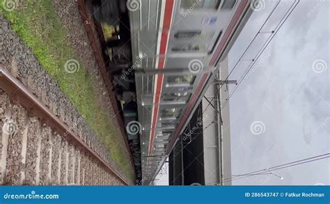 Commuter Line KRL Goes Fast During The Day Stock Video Video Of