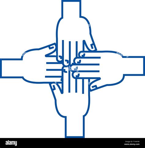 Hands Together Line Icon Concept Hands Together Flat Vector Symbol