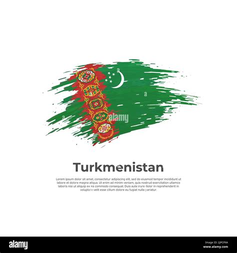 Bandera De Turkmenistán Trazos De Pincel Brocha Pintada Con La