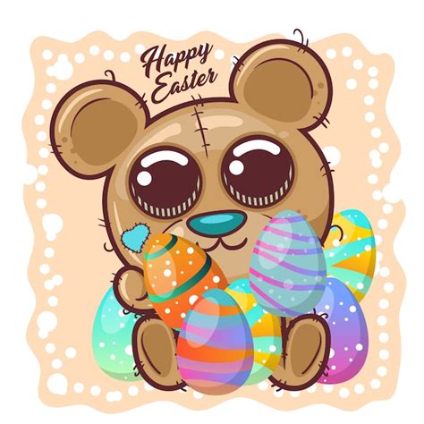 Premium Vector Cute Bear With Happy Easter Egg Vector