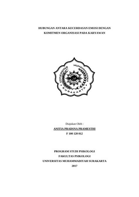 PDF HUBUNGAN ANTARA KECERDASAN EMOSI DENGAN Eprints Ums Ac Id 48948