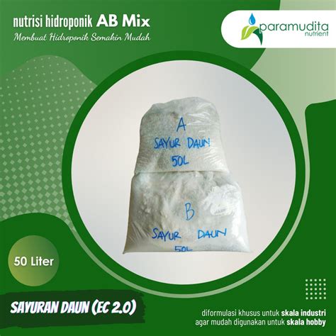 Jual AB Mix Sayur Daun 50 Liter PARAMUDITA NUTRIENT Nutrisi