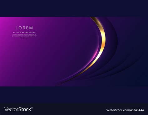 Abstract 3d Gold Curved Ribbon On Purple And Dark Vector Image