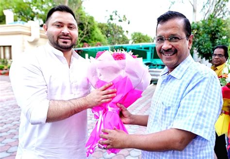 Chief Minister Arvind Kejriwal Meets Bihar Deputy Cm Tejaswi Yadav