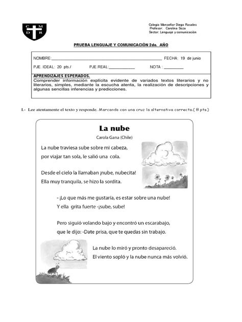 Prueba 2do Cof 2 Lenguaje Pdf