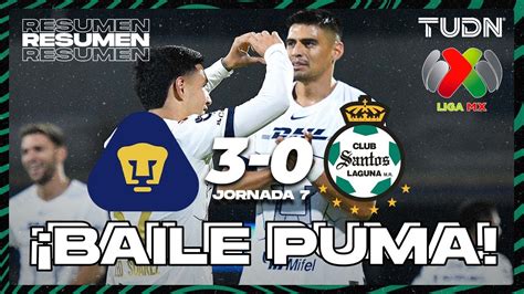 Resumen Y Goles Pumas Santos Cl Liga Mx J Tudn Youtube