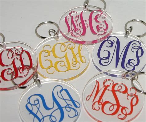 Monogrammed Key Ring Personalized Acrylic By Happythoughtsts