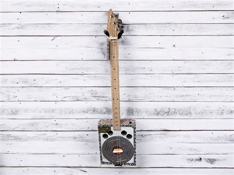 Handcrafted Fretless 3 String Left Hand Acoustic Resonator Cigar Box