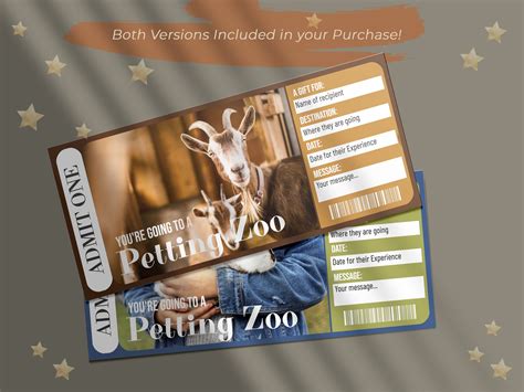 Printable PETTING ZOO Surprise Reveal Ticket, Petting Farm, Pet Baby