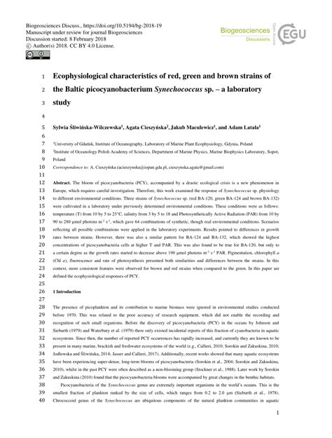 Pdf Ecophysiological Characteristics Of Red Green And Brown Strains